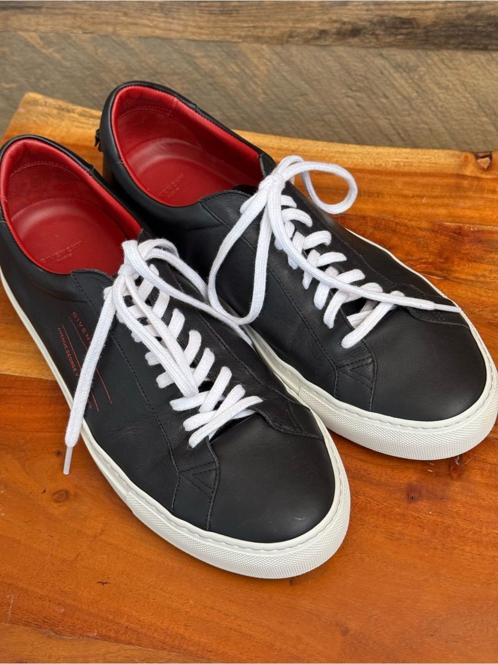 Givenchy Urban Street Leather Sneakers EUC Black Red Size 44